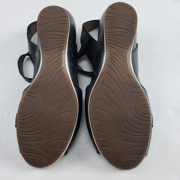 Dansko Vanna Wedge Slingback Sandal Womens 9.5-10 40 Black Strappy Peep Toe Shoe - Picture 9 of 10